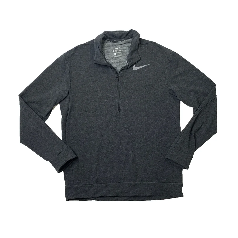 Nike Shirt Mens M Medium Charcoal Dri Fit Half Zip Pullover Training Running